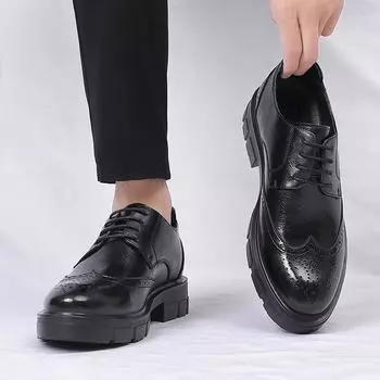 Кожаные туфли мужские, увеличивающие рост на 10 см, деловые, деловые, кожаные туфли с гравировкой внутри, увеличивающие рост на 8 см, свадебные туфли 37