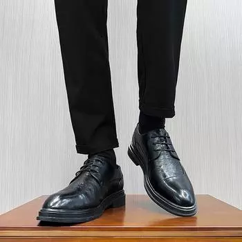 Кожаные туфли мужские весенние новые трендовые деловые туфли в британском стиле с острым носком повседневные туфли большого размера мужские туфли 45 46 38 коричневый