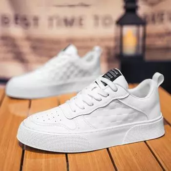 Кожаные туфли на толстой подошве, дышащая обувь в клетку, спортивная обувь на массивном каблуке, повседневная мужская обувь 39 чёрный