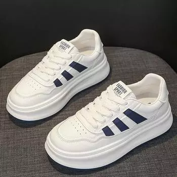 Кожаные туфли на толстой подошве, увеличивающие рост, белые, тонкие, дышащие, женские туфли на лето, новые, повседневные, спортивные туфли для сноуборда на весну и осень 35