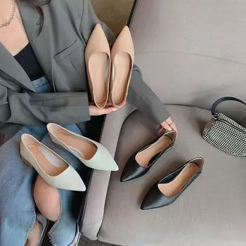 Кожаные туфли на толстом каблуке с острым носком, женская весенняя новая корейская версия, профессиональная рабочая женская обувь для двух видов одежды 34