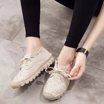 Кожаные туфли-одиночки Повседневная обувь на плоской подошве Женская обувь 35 чёрный