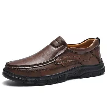 Кожаные туфли ручной работы для мужчин, повседневные деловые оксфорды, туфли для мужчин, туфли на плоской подошве, мокасины, мужская обувь 38 коричневый
