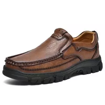 Кожаные туфли ручной работы для мужчин, повседневные деловые оксфорды, туфли для мужчин, туфли на плоской подошве, мокасины, мужская обувь 38 темно-коричневого