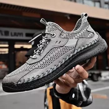 Кожаные туфли ручной работы, мужские повседневные кроссовки, туфли для вождения, кожаные мокасины, мужская обувь, горячая распродажа, мокасины, инструментальная обувь 38 серый