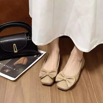 Кожаные туфли ручной работы весна-осень с бантом на плоской подошве, балетки, женские мокасины, мягкие кожаные женские туфли на плоской подошве с металлическими пуговицами 35 белый