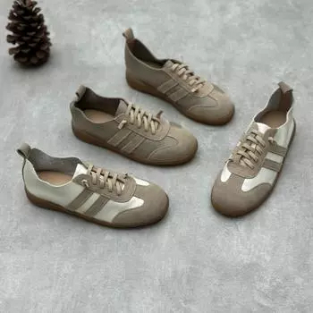 Кожаные туфли ручной работы, винтажные повседневные женские туфли из коровьей кожи с круглым носком 35 белый