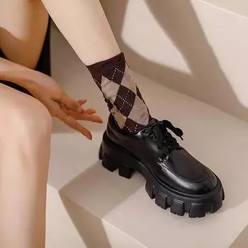 Кожаные туфли с круглым носком на толстой подошве, женские туфли в британском стиле на увеличенной платформе Jk, повседневные туфли в стиле панк, роскошные брендовые туфли на плоской подошве 41