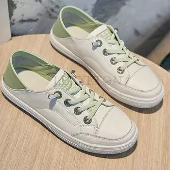 Кожаные туфли с плоским дном и круглым носком, однотонные, износостойкие, женские, повседневные, универсальные, дышащие, маленькие белые туфли 35 белый