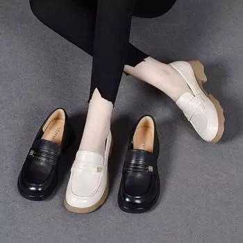 Кожаные туфли Туфли на плоской подошве Лоферы Повседневная обувь 35 чёрный