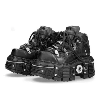 Кожаные туфли туфли туфли панк туфли на платформе 36 чёрный