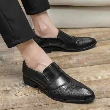 Кожаные туфли в британском стиле для мужчин, большой размер 48, лоферы, мужские туфли, броги, мужские лоферы, повседневная обувь для мужчин 38 чёрный