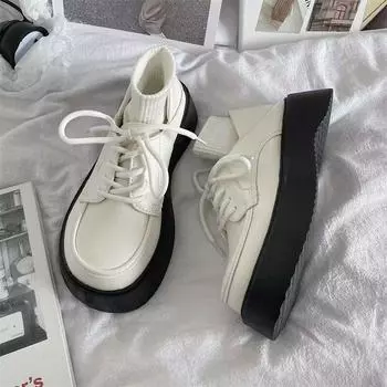 Кожаные туфли в британском стиле, женские, весна-осень, новые, увеличивающие рост, японские туфли-лодочки Mary Jane с большой головкой 35