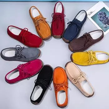 Кожаные туфли в горошек, женские, весна-осень, большие размеры, одинарные туфли на плоской подошве, туфли для мам с перекрестными сухожилиями 35 кофейный