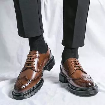 Кожаные туфли жениха Модный британский стиль дизайна Тренд для отдыха на открытом воздухе Вечеринка Офисное качество для взрослых Лидер продаж Черные туфли 38 чёрный
