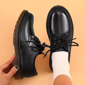 Кожаные туфли, женская обувь, повседневная обувь, деловая обувь на толстой подошве, модные универсальные дизайнерские туфли-лоферы, нескользящая обувь для леди Zapatillas 36 чёрный