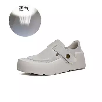 Кожаные туфли женские весна 2025 новые повседневные туфли с одной педалью мокасины для пригородных поездок на платформе белые туфли женские 35
