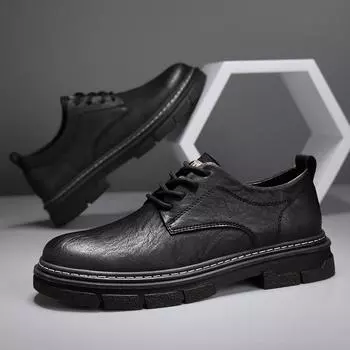 Кожаные универсальные новые мужские свадебные туфли 2024 года, горячая распродажа, классические деловые туфли, высококачественные мужские удобные оксфорды 39 чёрный