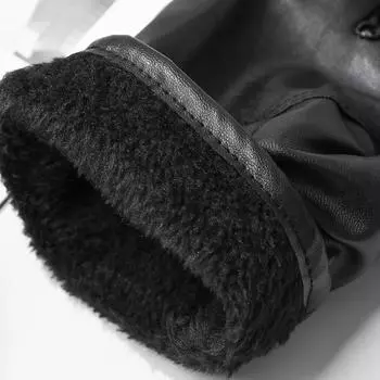 Кожаные ветрозащитные перчатки, противоскользящие, ветрозащитные, теплые, для сенсорного экрана, зимние, мужские, женские, черные перчатки Guantes