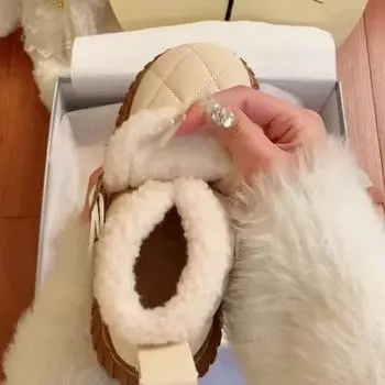 Кожаные водонепроницаемые зимние ботинки женские зимние 2024 новые круглые большие хлопковые ботинки с набивным рисунком утолщенные теплые женские зимние ботинки 34 хаки