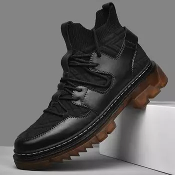 Кожаные вязаные ботинки martin, мужские мотоциклетные ботинки, одинарные ботинки 38