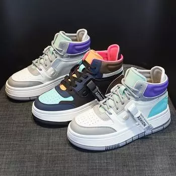 Кожаные высокие туфли Повседневные туфли на плоской подошве Белые туфли 35 белый