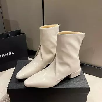 Кожаные женские ботильоны, новые туфли на среднем каблуке, острый нос, массивные модные осенние туфли, женские трендовые платья, зимние ботинки Mujer 35