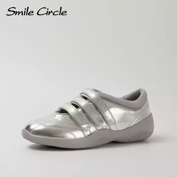 Кожаные женские повседневные туфли с круглым носком и пряжкой на плоской подошве, модные удобные кроссовки 36 серый