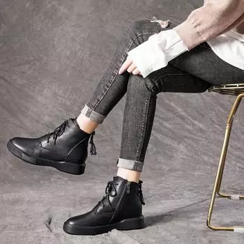 Кожаные женские сапоги Ботинки Martin Короткие сапоги 35 чёрный