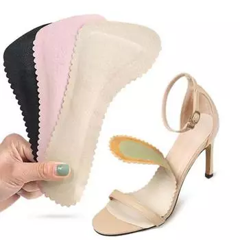 Кожаные женские стельки для сандалий, впитывающая пот подушечка для обуви на высоком каблуке, самоклеящиеся вставки, подушка для подошвы, семиточечная стелька чёрный