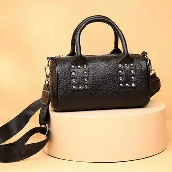 Кожаные женские сумки Модные сумки Boston Сумки-мессенджеры из коровьей кожи первого слоя Сумки-подушки хаки