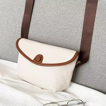 Кожаные женские сумки, нагрудные сумки, модные сумки Oblique Span, ретро-сумки из коровьей кожи первого слоя большой вместимости белый