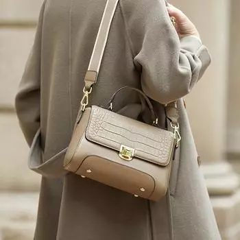 Кожаные женские сумки, весенние сумки, универсальные и элитные, дамские сумки, сумки через плечо для поездок на работу 25*9.5*17cm чёрный