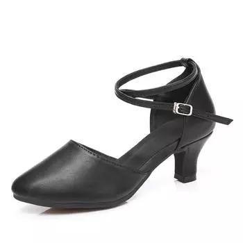 Кожаные женские туфли для современных танцев, вальс, латиноамериканские туфли, женские туфли для вечеринок, бальные туфли, стандартная обувь, мягкая резиновая подошва 34 чёрный