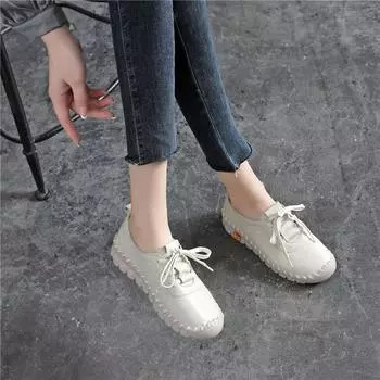 Кожаные женские туфли, мягкие сандалии на плоской подошве 35 чёрный