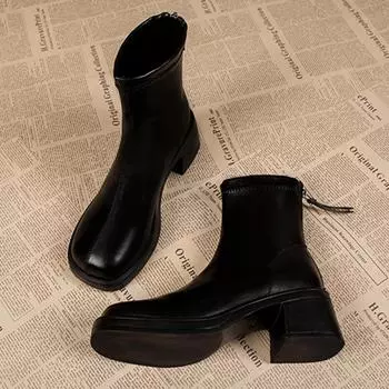 Кожаные женские зимние ботильоны на среднем каблуке, дизайнерская обувь, зимние массивные классические мотоциклетные ботинки 2024 года, тренд, готические женщины, Zapatillas 35 бежевый