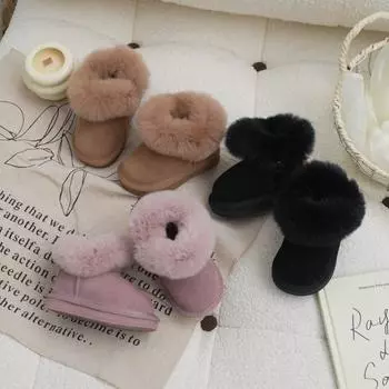 Кожаные зимние ботинки для мальчиков и девочек, зимние ботинки, утолщенные функциональные ботинки 18