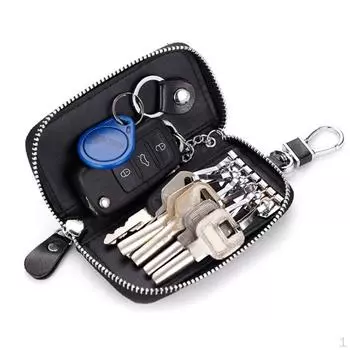 Кожаный автомобильный брелок-держатель для кошелька-органайзера коричневый