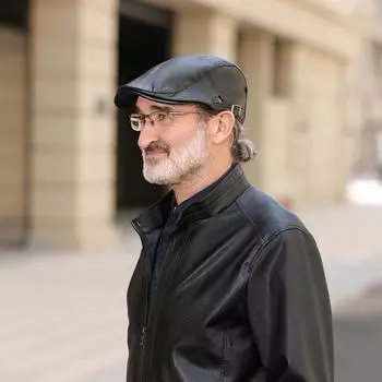 Кожаный берет для мужчин, кожаная кепка-утконос для людей среднего возраста, кожаная шапка-ушанка для женщин, теплая кожаная шапка для зимы one size красный