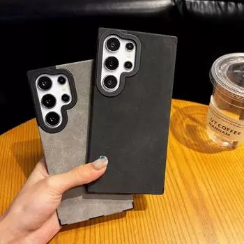 Кожаный беспроводной тонкий чехол для Samsung S25 Ultra S24 Plus S23 S22 Ultra матовый противоударный мягкий магнитный чехол для телефона Samsung S25 коричневый