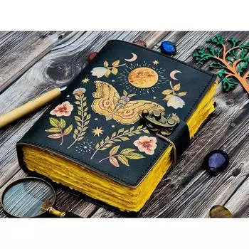 Кожаный блокнот-бабочка для записей, блокнот для эскизов, пустая книга заклинаний, поэтический блокнот, книга для путешествий для мужчин и женщин, подарок