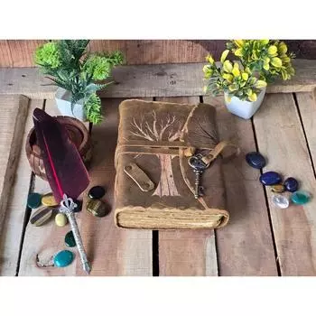 Кожаный блокнот, Блокнот заклинаний, Книга теней, Винтажное кельтское Древо жизни, 7 x 5 in коричневый