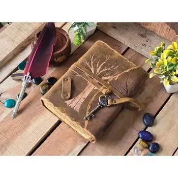 Кожаный блокнот, Блокнот заклинаний, Книга теней, Винтажное кельтское Древо жизни, 7 x 5 in коричневый