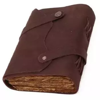 Кожаный блокнот для дневника Deckle adge Valentine Design с ремнем, кнопочный замок, античный цвет, бумага ручной работы, 5x7 дюймов 7 x 5 in коричневый