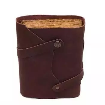 Кожаный блокнот для дневника Deckle adge Valentine Design с ремнем, кнопочный замок, античный цвет, бумага ручной работы, 5x7 дюймов 7 x 5 in коричневый