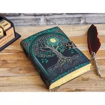 Кожаный блокнот «Древо жизни»! Гримуарный журнал! Личный органайзер ! Блокнот Заклинаний Подарок для Него Книга Теней! Книга рецептов 8 x 6 in