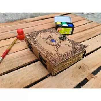 Кожаный блокнот, Кожаный журнал, Антикварный журнал, Кожаный гримуар, Викканец 7 x 5 in коричневый