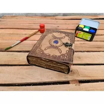 Кожаный блокнот, Кожаный журнал, Антикварный журнал, Кожаный гримуар, Викканец 7 x 5 in коричневый