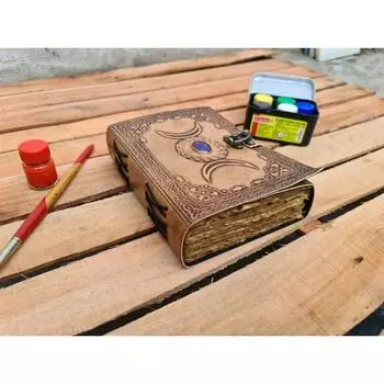 Кожаный блокнот, Кожаный журнал, Антикварный журнал, Кожаный гримуар, Викканец 7 x 5 in коричневый