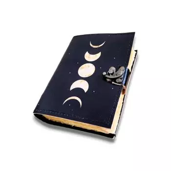 Кожаный блокнот Moon Eclipse для рисования молочных продуктов с 200 винтажными бумагами ручной работы и замком C 7 x 5 in